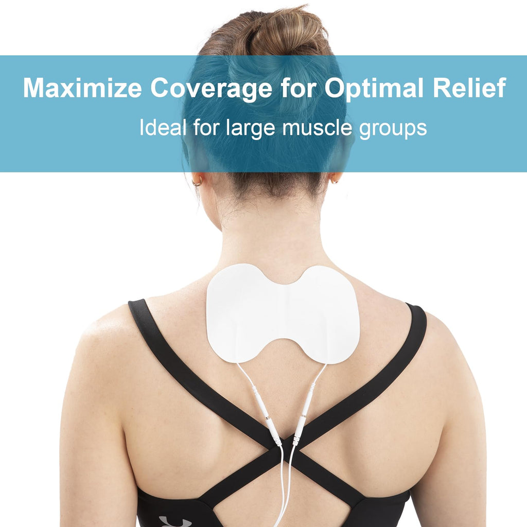 DOMAS TENS Unit Electrode Pads (XL) - 4x6 Inch for Back Pain Relief- Compatible with TENS 7000 and Other 2mm Pin Units - Reusable & Latex-Free