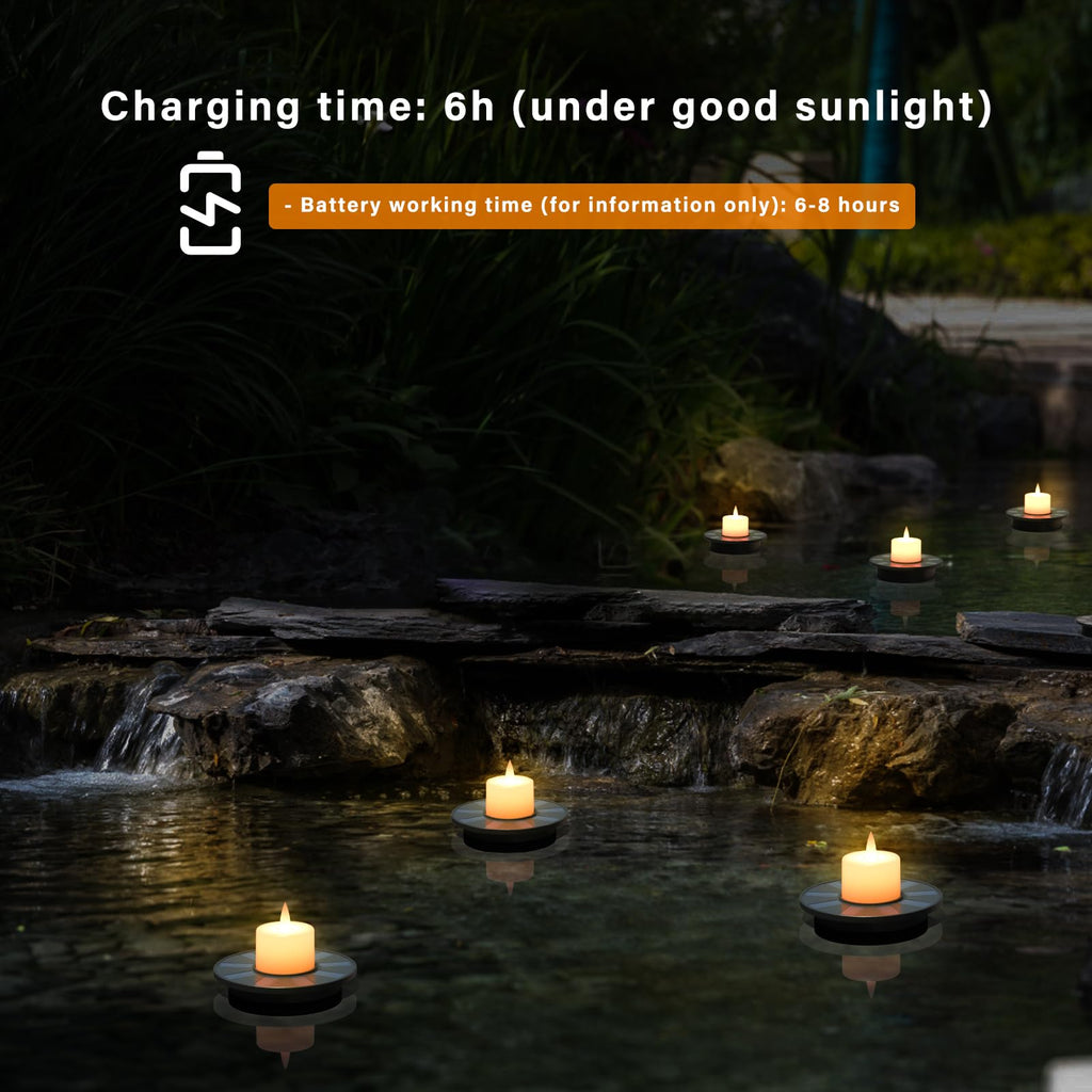 GGNOO Solar Floating Pool Lights, 3-Pack Solar-Powered Float Candles Lamps Tea Light for Pond Party Garden Backyard Outdoor Decor
