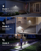 Peasur Solar Lights Outdoor Motion Sensor, 6 Pack 140 LED Solar Powered Fence Light Waterproof, 3 Modes Security Wall Lighting for Outside Yard Deck Garden