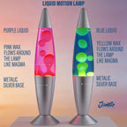 JAMBO 2 Pack- 16" Beautiful Lamp- Blue with Yellow/Green Wax and Purple with Pink Wax, Relaxing Liquid Lamp, Night Light Nightlight, Lamps for Adults Teens Kid