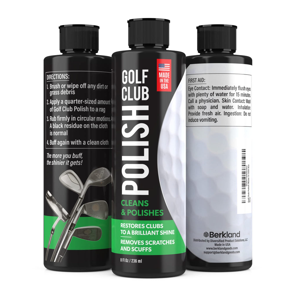 Golf Club Polish & Rust Remover – Made in USA – Instant Golf Club Cleaner & Scratch Remover Cream – 8 oz Golf Club Polish Compound, Groove Cleaner & Golf Club Polishing Kit – Shine, Protect & Restore