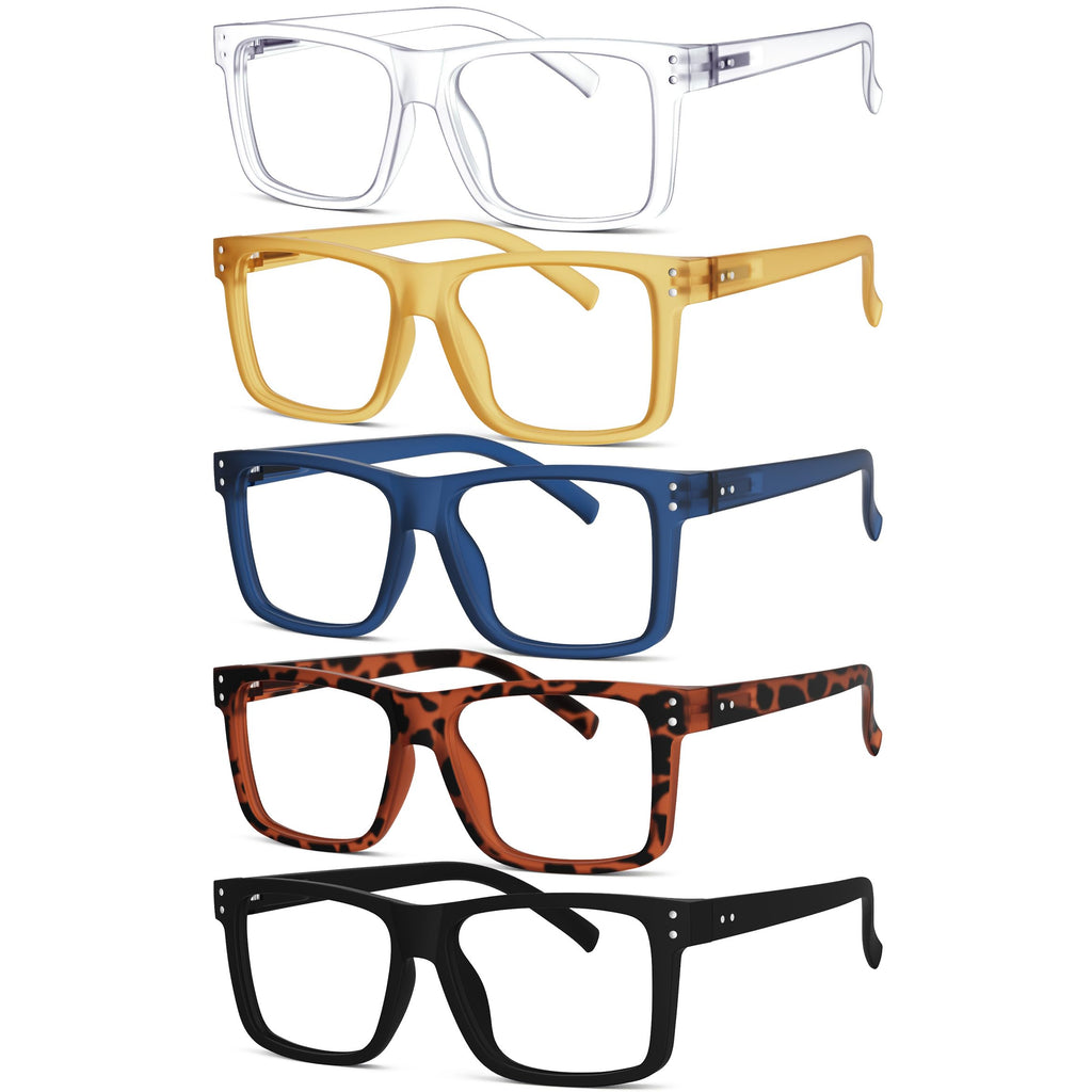 Eyekepper 5-pack Oversized Reading Glasses Square Large Frame Readers for Men and Women +3.00
