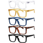 Eyekepper 5-Pack Oversized Square Reading Glasses +1.25 Men Women