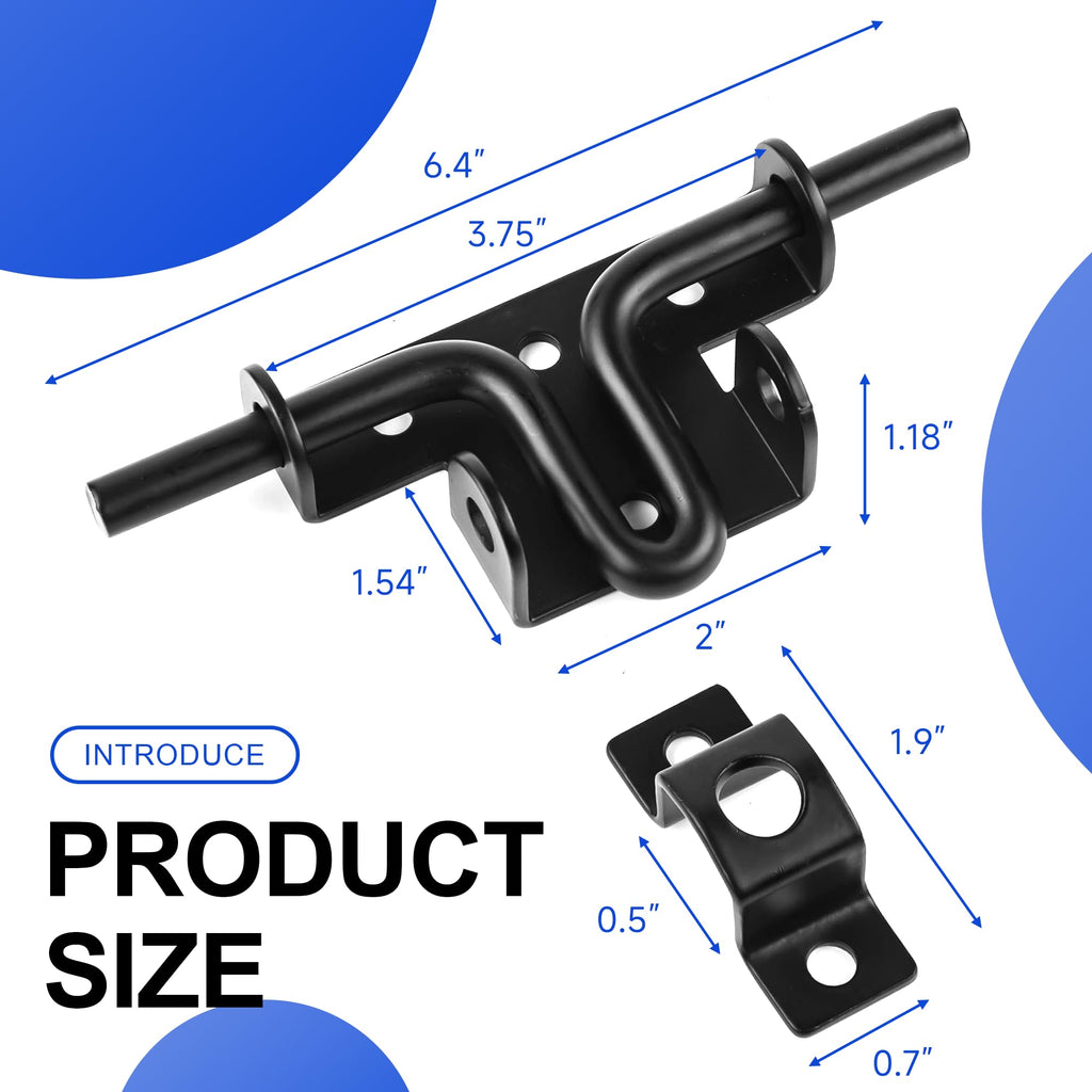 HTHOOOOOME Slide Bolt Gate Latch with Padlock Hole, Heavy Duty Fence Slide Latches Outdoor Doors for Wooden Fence, Shed Door, Vinyl Door-2pack