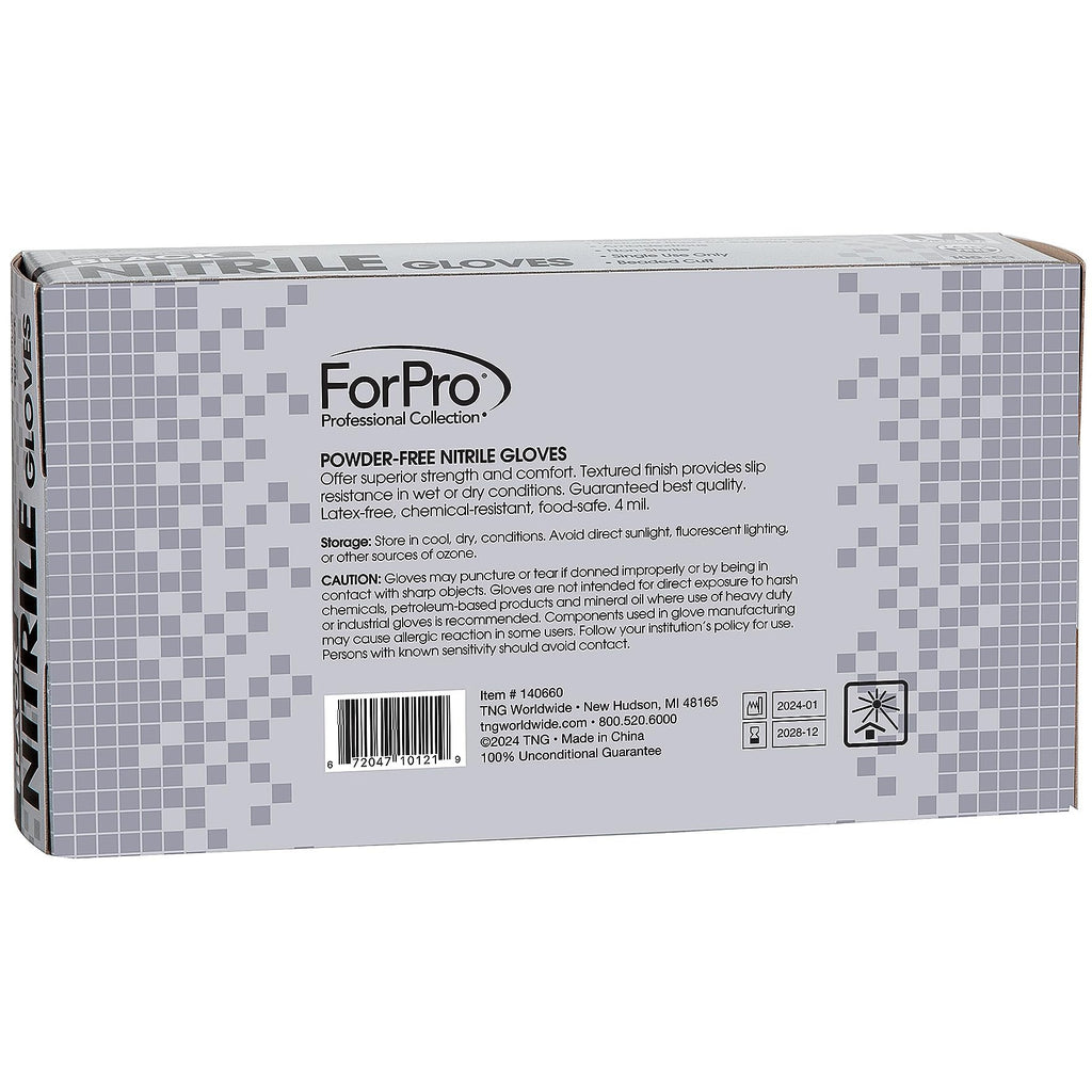ForPro Professional Collection Disposable Nitrile Gloves, Chemical Resistant, Powder-Free, Latex-Free, Non-Sterile, Food Safe, 4 Mil, Black, Medium, 100-Count