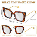 Kingdder 6 Pack Oversized Blue Light Glasses for Women Square Blue Light Blocking Glasses Stylish Computer Reading Eyeglasses (Elegant Colors)