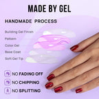 BTArtbox Halloween Press On Nails, Short Red Fake Nails, 32Pcs Full Kit