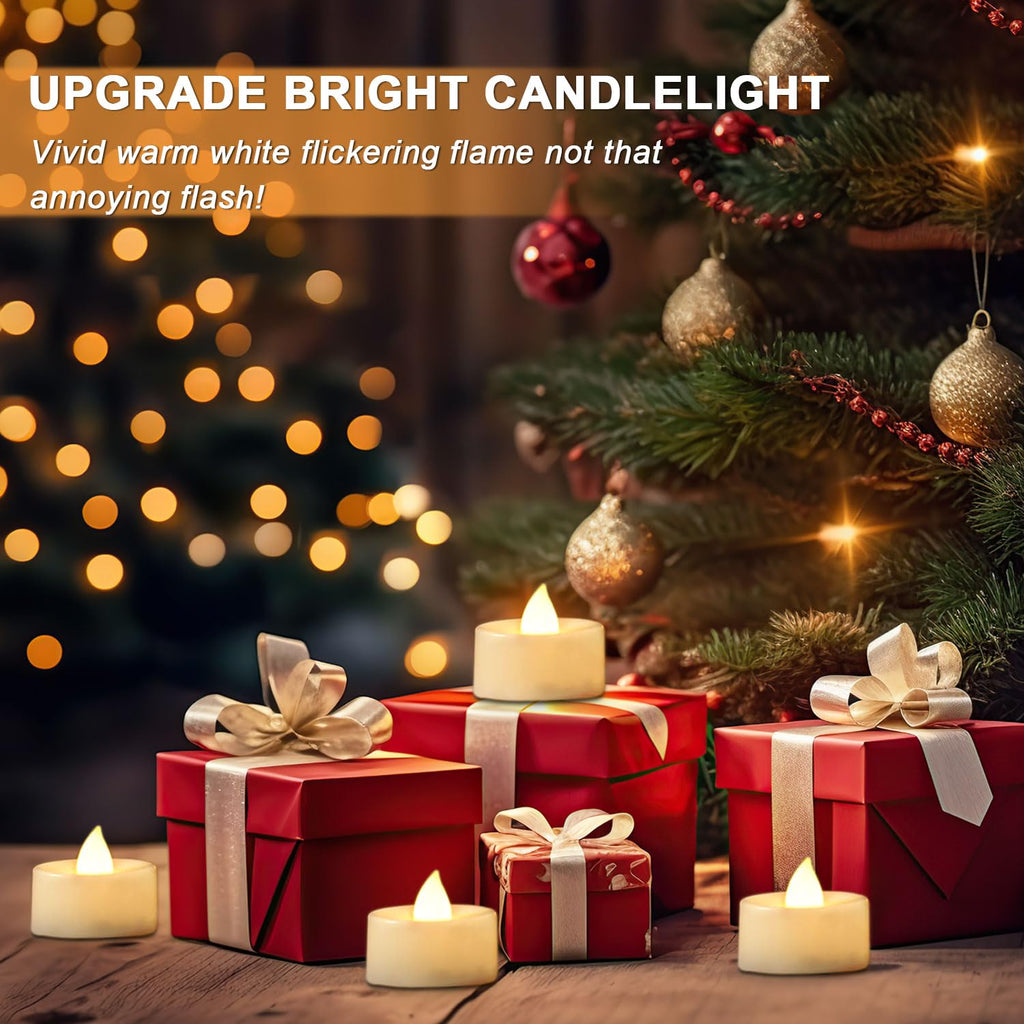 BEICHI 100Pack Flameless LED Tealight Candles, 200+ Hours, Warm White Light