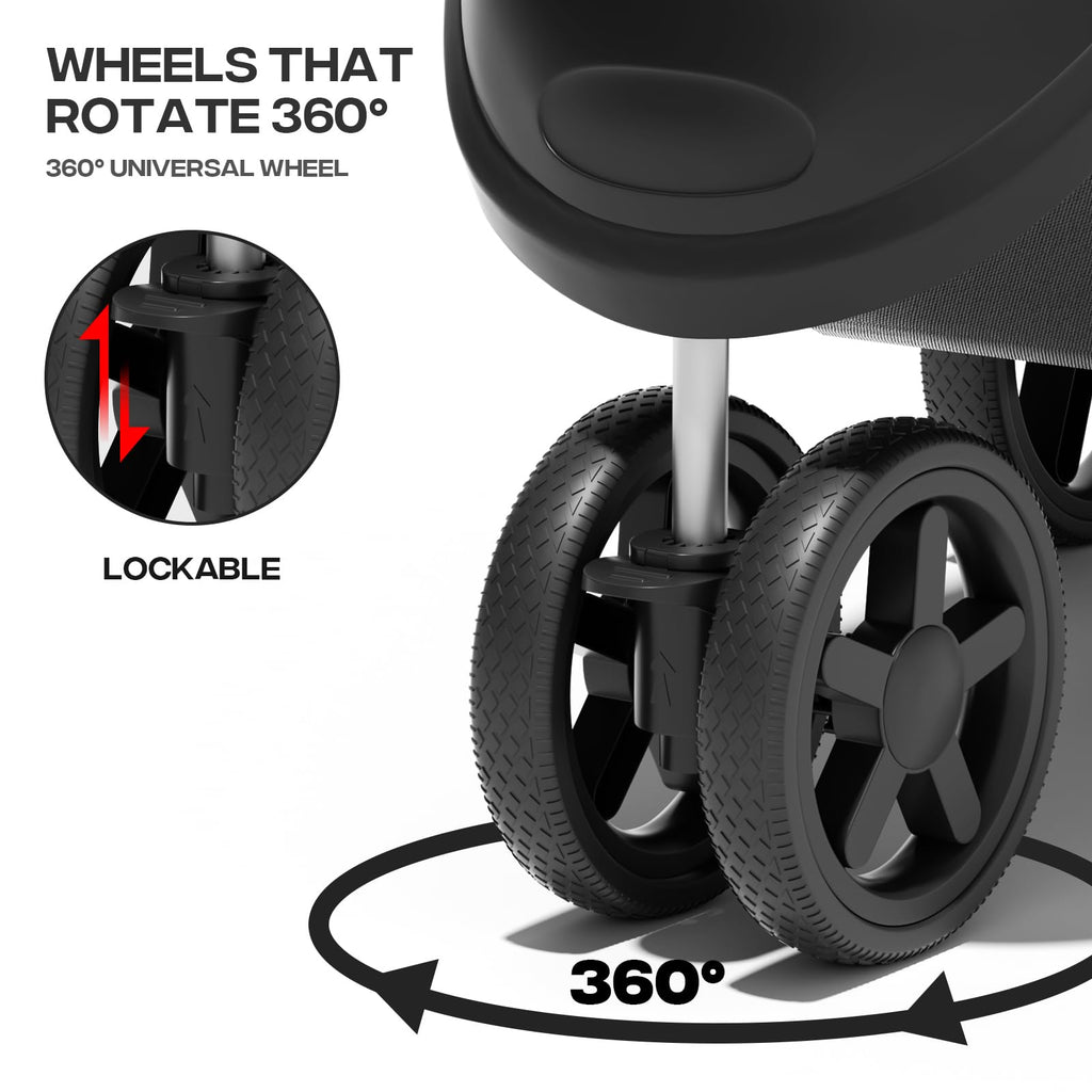 Pet Stroller for Small Dogs 10 lbs, Dog Stroller for Medium Dogs 30 lbs, Cat Strollers for 2 Cats, 3 Wheels Foldable Jogger Puppy Stroller with Storage Basket and Cup Holder, Carbon Black