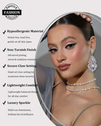 Prom Drop Chandelier Earrings for Women Dangling Bling Hypoallergenic Large Rhinestone Earrings Formal Wedding Jewelry