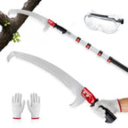 20FT Pole Saw for Tree Trimming, Manual Telescoping Tree Pruner with 3–12FT Extension Pole, Long Reach Hand Saw for Ground Cutting in Yard, Garden & Patio