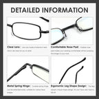 SOPHILY 3 Pack Slim Pocket Reading Glasses for Men Women Blue Light Blocking Compact Readers Spring Hinge Metal Frame, Yellow Black Grey Eyeglasses with Portable Pen Clip Tube Case, 3.00