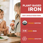 Organic Iron Supplement | Whole Food Mineral & Cofactors, 25 mg Elemental | Enhanced Absorption Plus Blood Health Vitamins – Gentle Form – Supports Healthy Levels & Blood Health – 90 Capsules