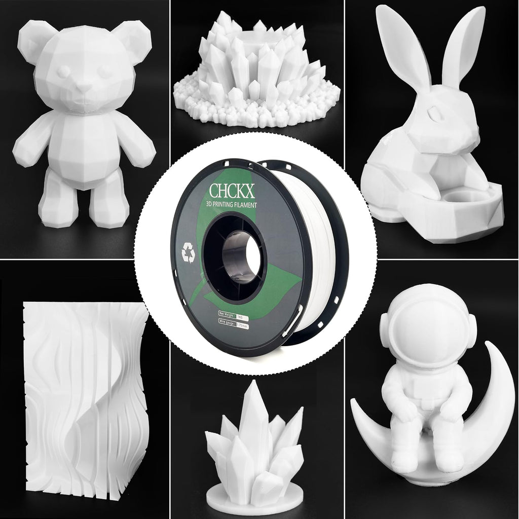 CHCKX PETG 3D Printer Filament Bundle, 10Rolls,Dimensional Accuracy +/- 0.03 mm, 1kg Spool(2.2lbs), 1.75 mm Fit for Most 3D Printers,Black+White+Grey+Red+Green+Blue+Purple+Skin+Silver+Yellow
