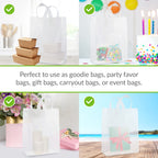 Prime Line Packaging Plastic Gift Bags, Frosted Gift Bags with Handles for Small Business, Shopping, Boutique Supply, Retail Store Use, Bulk, 10x5x13, 50 Pack