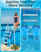 Piemow 2 Pack 25L/60LB Pool Ladder Weights - 500D PVC Waterproof & No Broken Sand Bag with Handle, Above Ground Pool Accessories for Stairs Stabilizing