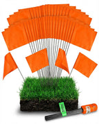 Fluorescent Orange Yard Marking Flags - 4x5x15 Inch Marker Flags - 50 Pack - Markers For Lawn, Irrigation, Landscaping, Survey & Sprinkler Head Marking