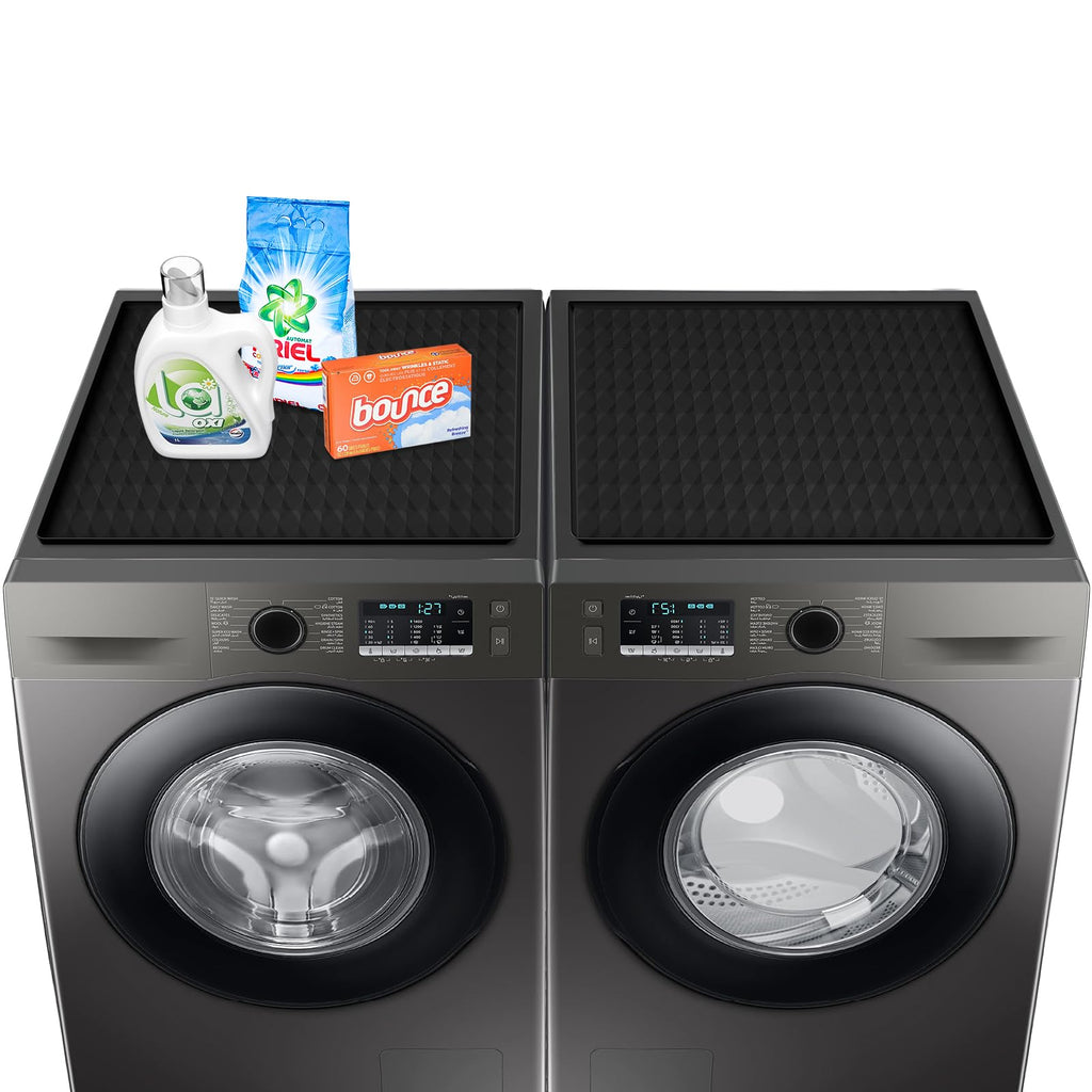 2 Pack Washer and Dryer Covers for the Top, 23.6'' x 19.7'' Silicone Rubber Mat for Laudry Machine & Dryer,Non-slip Heavy Duty Waterproof Washable Top Protector Mat Pad for Laundry & Kitchen