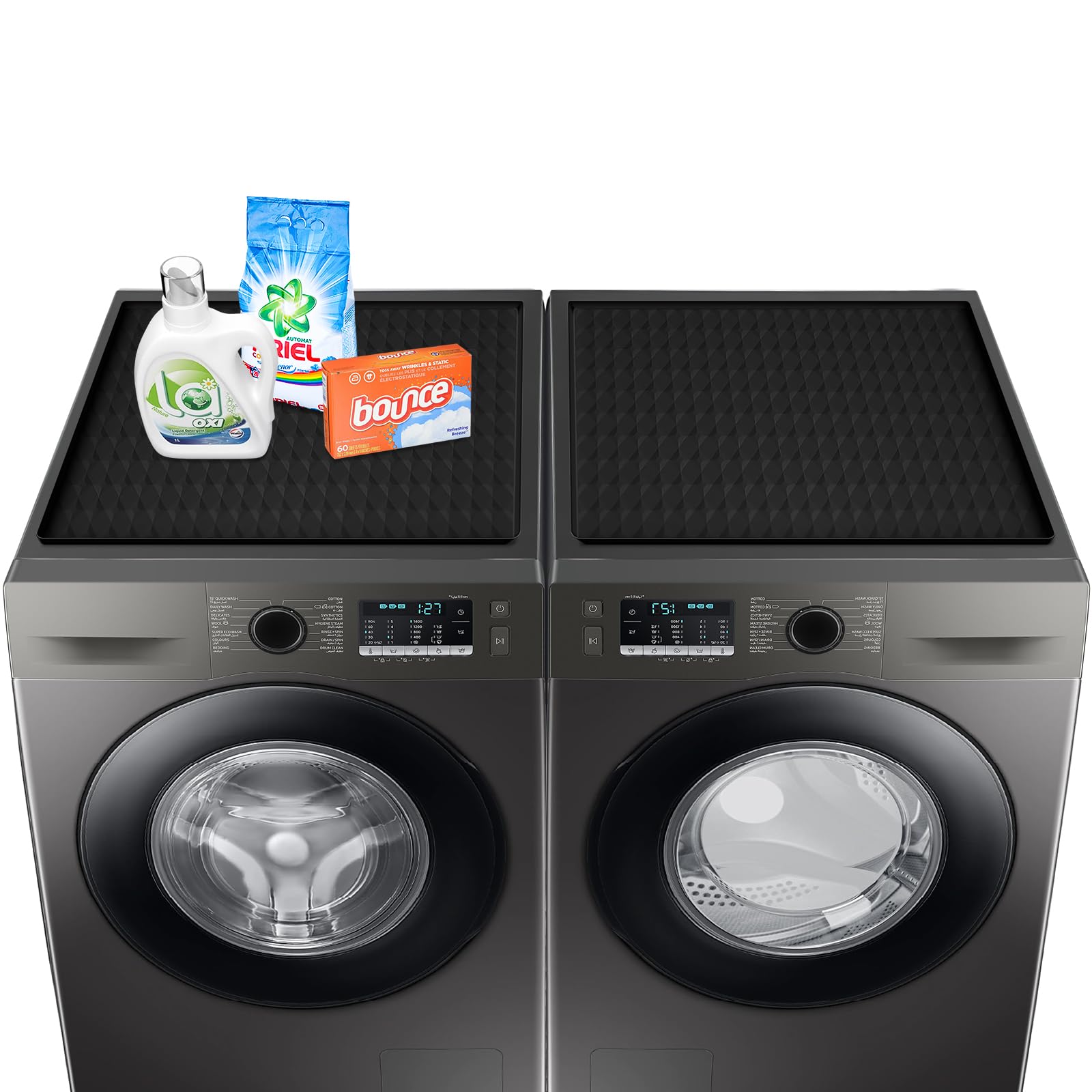 2 Pack Washer and Dryer Covers for the Top, 23.6'' x 19.7'' Silicone Rubber Mat for Laudry Machine & Dryer,Non-slip Heavy Duty Waterproof Washable Top Protector Mat Pad for Laundry & Kitchen