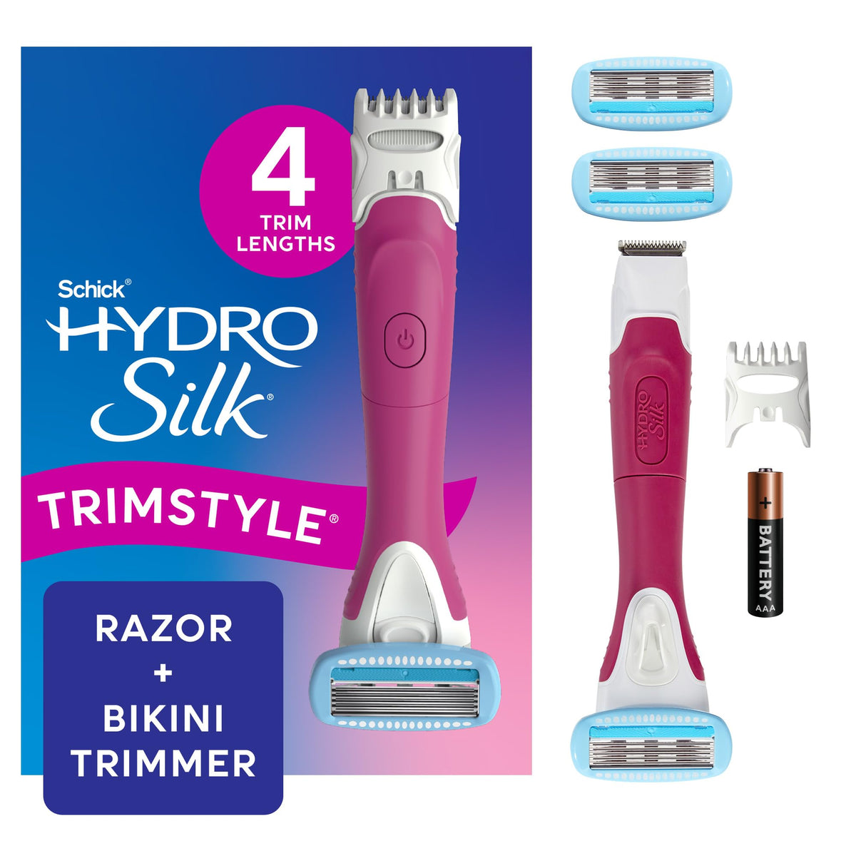 Schick Hydro Silk TrimStyle 2in1 Bikini Trimmer & Razor, Handle & 3 Refills