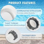 HOMNUTS Pool Hoses for Above Ground 1.5’’ Diameter 16" Long Accessory Swimming Pool Replacement Hose, 2 Pack Filter Pump Hose Compatible with Pump Models