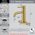 Gold Bathroom Faucet, WINKEAR Single Hole Bathroom Faucet with Pop-up Drain and Flexible Hoses, Single Handle for Sink, Vanity, RV, Modern Farmhouse, Suitable for 1 Hole or 3 Hole