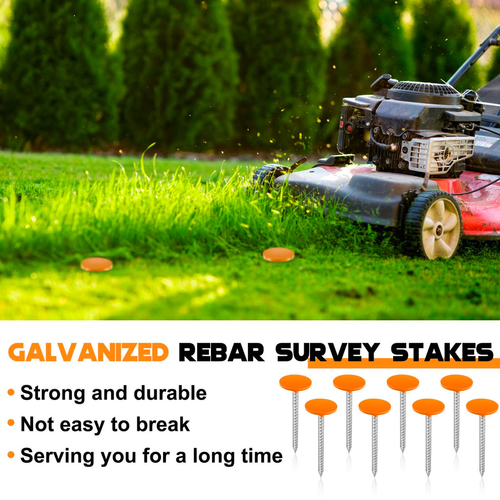 Silkfly 8 Pack,8 Inch Galvanized Rebar Survey Marker 0.75 LB,Orange