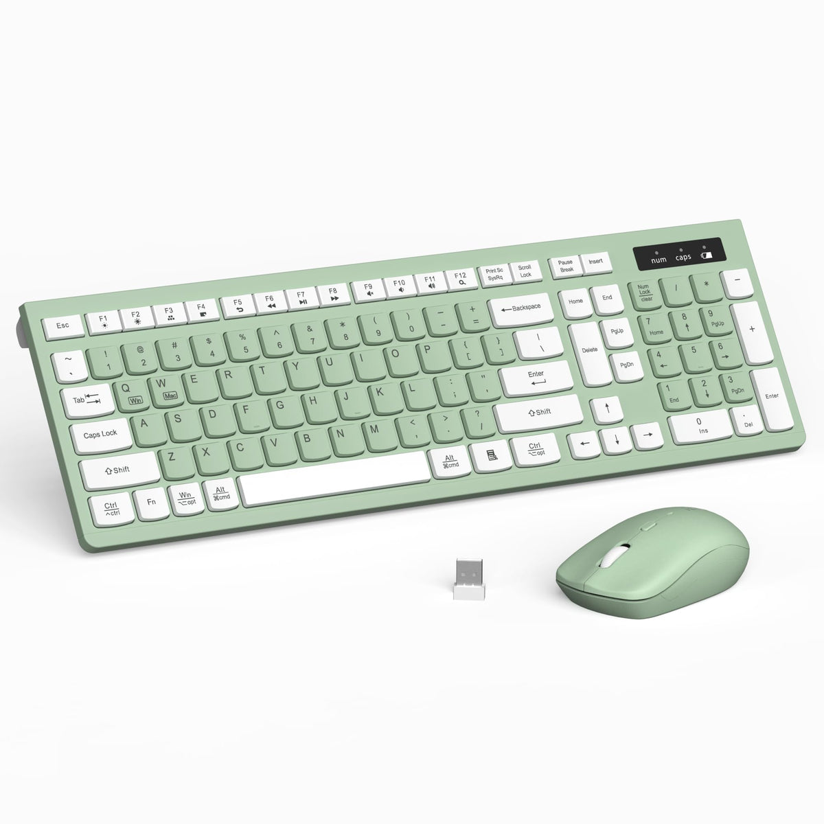Wireless Keyboard and Mouse Combo Silent for Office and Home(Avocado Green)