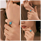 AVECON Adjustable Turquoise Rings for Women, Size 6-9