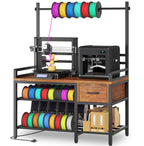 Anrigeail 3D Printer Stand with Filament Storage – Tall 66" Heavy Duty Metal 3D Printer Table with Power Hub, Drawer & X-Bracket Stability for Workshop, Studio, Office