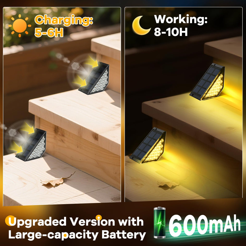 BKBB PPBB Solar Step Lights for Outside, Solar Stair Lights Outdoor Waterproof, Deck Step Lights for Fence, Patio, Yard, Porch, Front Door, Sidewalk, Garden, Patio Decor (10, Warm White)