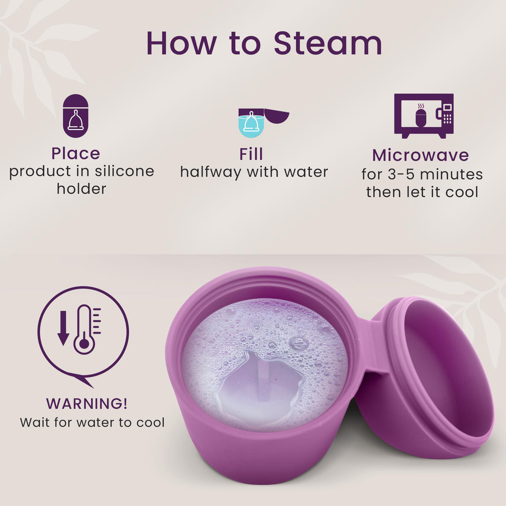 EcoBlossom Reusable Menstrual Cup and Case - The Most Reliable Medical Grade Silicone Period Cups - Comfortably use for 12 Hours (Small/Large (Pack of 2), Round Stem & Case)