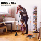2-Pack is More economical,Upgraded Broom and Dustpan,with 52" Long Handle, Dustpan Teeth with self-Cleaning Function, Indoor and Outdoor Sweeping, Perfect for Home Office (Large Size/Orange /2-Pack)