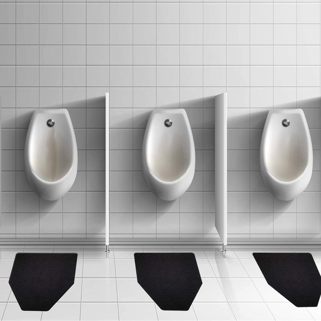 Urinal Mats (12 Pack) - High Absorbent Mats for Men's Restrooms - Mat Man. Large, Black, 12 PCS