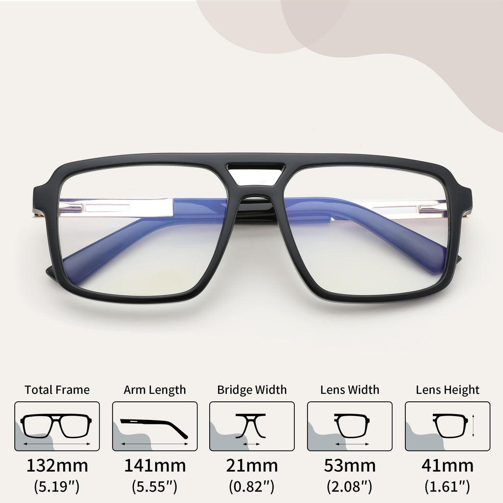 FEISEDY Retro Aviator Blue Light Glasses for Men Women Square Frame Computer Reading/TV/Phones Glasses B0209
