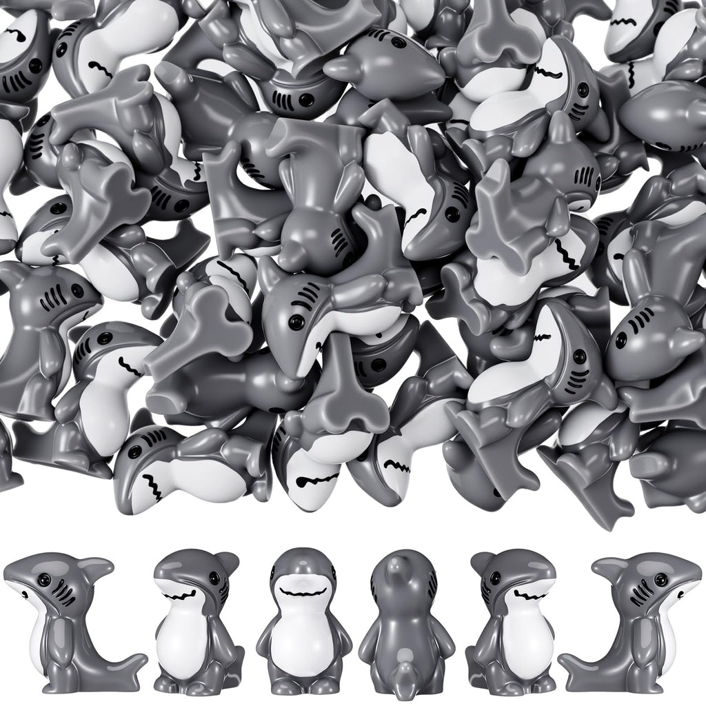 Soulchen 50 Pcs Mini Resin Shark Figurine Small Shark Figurine for Desktop Decoration Miniature Animal Statue for Landscape Living Room Office Kitchen Bathroom Prank and Prop Party Gifts