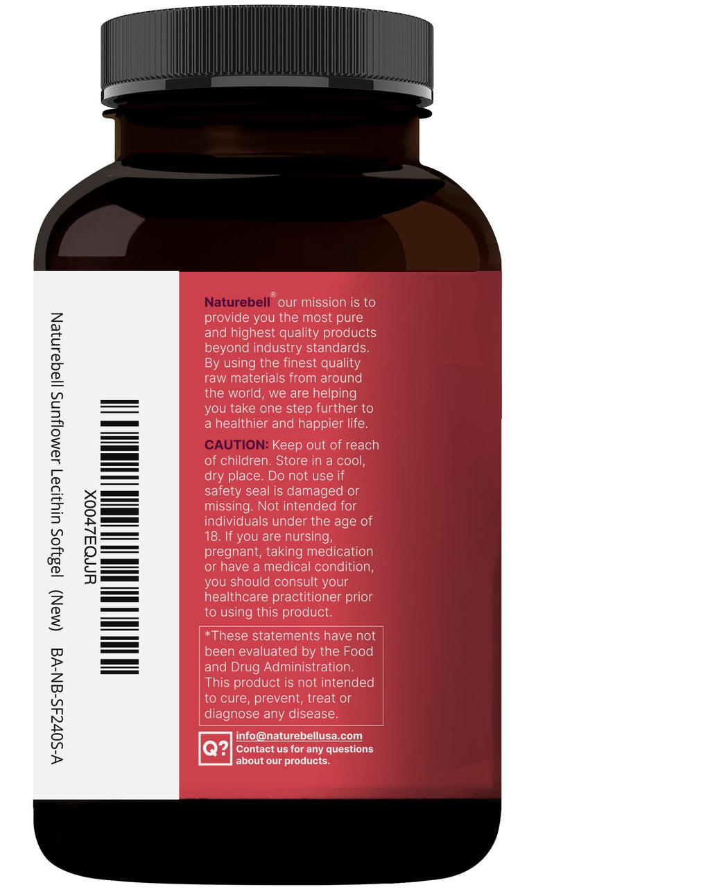 NatureBell Sunflower Lecithin - 240 Softgels - 2,400mg Cold Pressed Sunflower Lecithin - with Naturally Occurring Phosphatidyl Choline - for Lactation & Normal Milk Flow Support*
