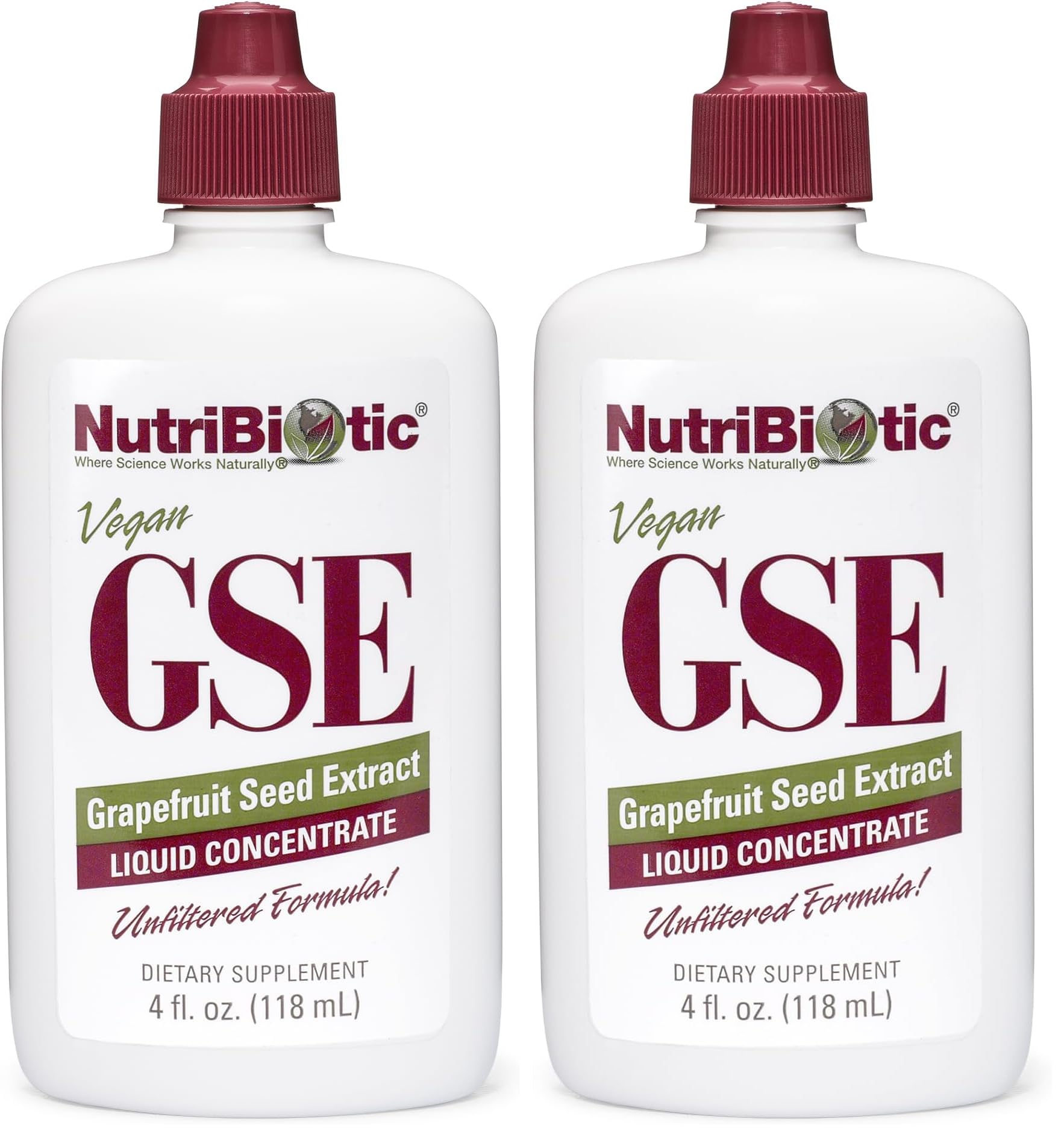NutriBiotic – GSE, 4 Oz Liquid | The Original Grapefruit Seed Extract Premium Concentrate with Bioflavonoids | Vegan, Gluten Free, Non-GMO (Pack of 2)