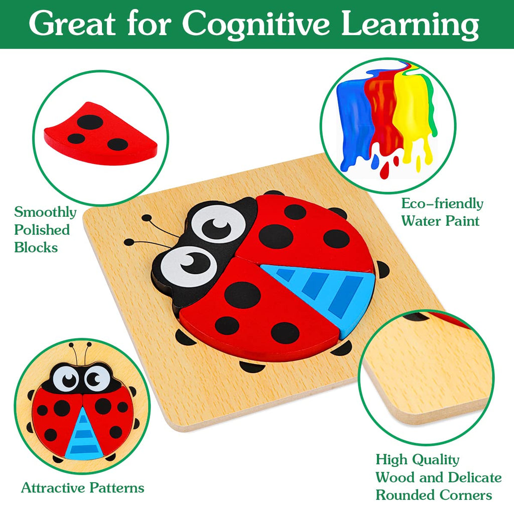 Wooden Toddler Puzzles Montessori Toys: Gifts for 1 2 3 Year Old Boys Girls