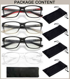 Blue Light Blocking Reading Glasses for Men,4 Pack Stylish Computer 1.5 Readers with Spring Hinges,Anti Glare/Eye Strain Filter UV Ray Magnigying Reader Eyeglasses,+1.50 Magnification Strength
