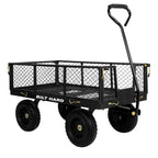 BILT HARD 10" Flat Free Tires Heavy Duty Garden Cart with 180° Rotating Handle and Removable Sides, 4 Cu.Ft 400 lbs Capacity Utility Steel Wagons for Outdoor