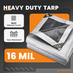 Keten Tarps Heavy Duty Waterproof 20X25 Feet, Extra Thick 16 Mil, Tear & Fade Resistant, UV Blocking, Outdoor Tarp with Reinforced Grommets for Roof, Camping, Patio, Pool, Boat(Silver/Black)