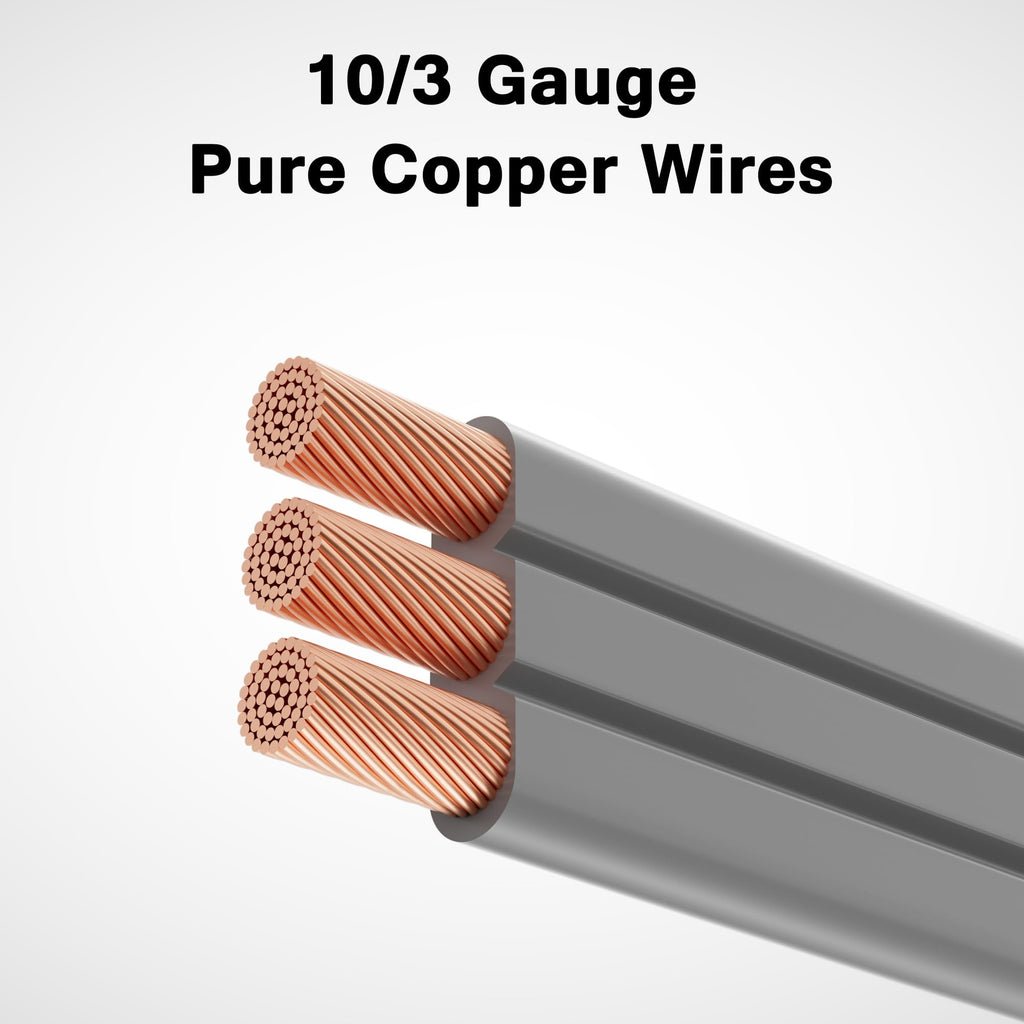 3 Prong Dryer Cord 4 FT, NEMA 10-30P to 3-Wire Appliance Cord, 30-Amp, 3 Wires with Eyelet Connectors, 10 Gauge Copper Wire, Grey Cable