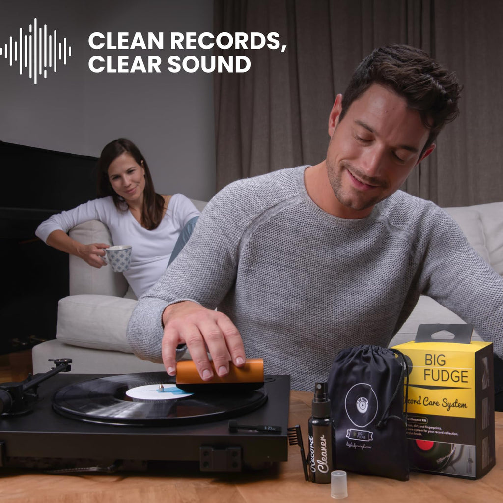 Big Fudge 4-in-1 Vinyl Record Cleaning Kit, Brush and Cleaning Fluid