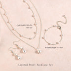 DIBOLA Silver Jewelry Set for Women Dainty Silver Layered Pearl Choker Necklaces and Earring Set Pearls Drop Earrings Pearl Bracelets Wedding Bride Jewelry