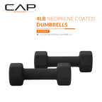 CAP Barbell 4 LB Neoprene Dumbbell Hand Weights - Pair | Black