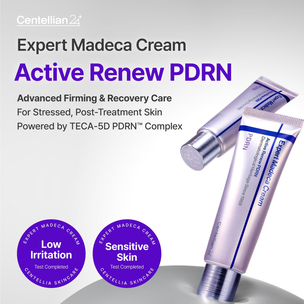 CENTELLIAN 24 Expert Madeca Cream Active Renew PDRN (Firming Cream, 1.69 fl oz) – Elasticity, Soothing & Hydrating Face Moisturizer with TECA-PDRN, Hyaluronic Acid & Glutathione, Korean Skin Care