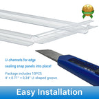 XISOCO 10 PCS Polycarbonate Panels U Connector Profile 4FT Long 0.24IN High