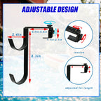 Desunqin Metal Pool Pole Hangers for Above Ground Pool, Adjustable Double Hooks for Poles Skimmers, Heavy Duty Pool Tool Holder