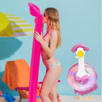 Wxcrsaz Porch Goose Summer Outfit for Cement or Plastic Goose 23'' Lawn Patio Statue, Bikini Goose Clothes, Hawaiian Outfit with Hat Sunglasses & Swimming Ring for Outdoor Garden Yard Decor (Pink)